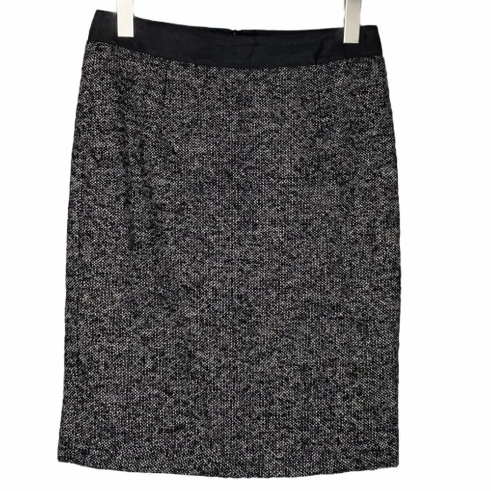 Boden A-Line Pencil Skirt Tweed Wool Blend Black‎